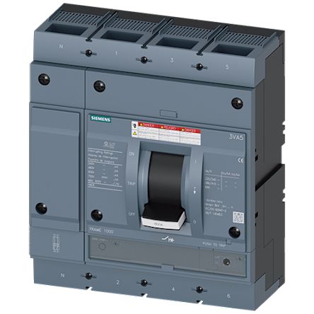 Siemens, SENTRON MCCB Molded Case Circuit Breaker 4P 600A, Breaking Capacity 100 kA, Fixed Mount [3VA5560-7EC42-0AA0]; 257-689