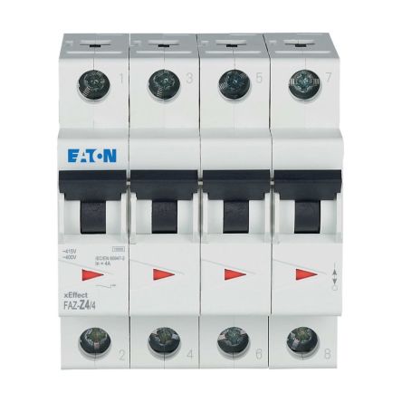 Eaton xEffect FAZ MCB, 4P, 4A, Type Z, 400V AC, 60V DC, 10 kA Breaking Capacity [279111 FAZ-Z4/4]; 258-260