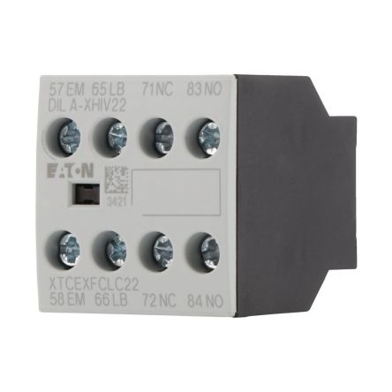 Eaton Auxiliary Contact, 4 Contact, 1 N/O, 1 N/OE, 1 NC, 1 NCL, Front Fastening, DILA [276429 DILA-XHIV22]; 258-330