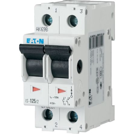 Eaton 2 Pole DIN Rail Isolator Switch - 16A Maximum Current, IP40 [276255 IS-16/2]; 258-447