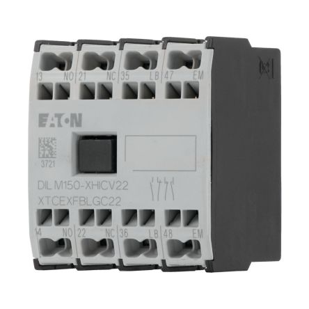Eaton Auxiliary Contact, 4 Contact, 1 N/O, 1 N/OE, 1 NC, 1 NCL, Front Fastening, DILM [278049 DILM150-XHICV22]; 258-720