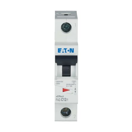 Eaton xEffect FAZ MCB, 1P, 12A Curve C, 230V AC, 48V DC, 10 kA Breaking Capacity [278558 FAZ-C12/1]; 258-995