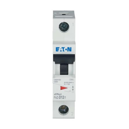 Eaton xEffect FAZ MCB, 1P, 12A Curve D, 230V AC, 10 kA Breaking Capacity [278581 FAZ-D12/1]; 258-998