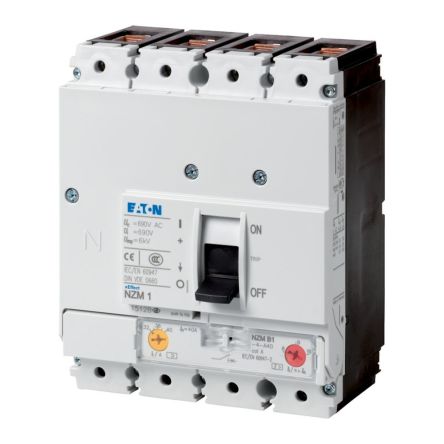 Eaton, Eaton Moeller NZM MCCB Molded Case Circuit Breaker 4P 125A, Breaking Capacity 4 kA, Fixed Mount [271418 NZMC1-4-A125]; 259-071