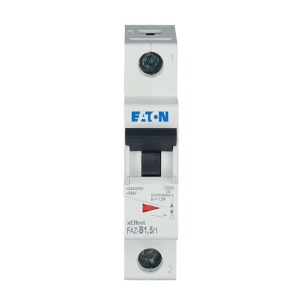 Eaton xEffect FAZ MCB, 1P, 1.5A Curve B, 230V AC, 48V DC, 10 kA Breaking Capacity [278521 FAZ-B1,5/1]; 259-175