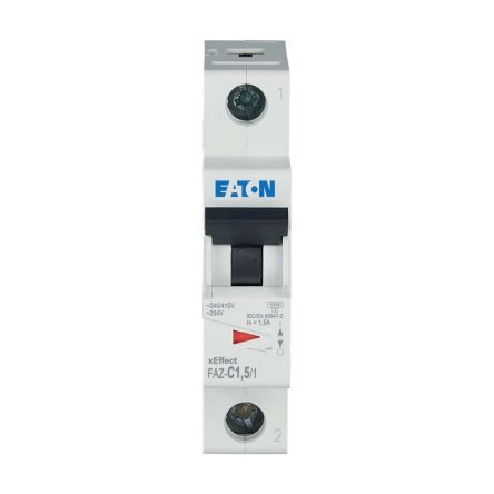 Eaton xEffect FAZ MCB, 1P, 1.5A Curve C, 230V AC, 48V DC, 10 kA Breaking Capacity [278547 FAZ-C1,5/1]; 259-180