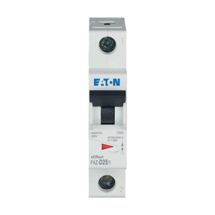 Eaton xEffect FAZ MCB, 1P, 25A Curve D, 230V AC, 48V DC, 10 kA Breaking Capacity [278586 FAZ-D25/1]; 259-566