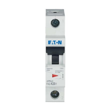 Eaton xEffect FAZ MCB, 1P, 20A Curve K, 230V AC, 48V DC, 10 kA Breaking Capacity [278600 FAZ-K20/1]; 259-571