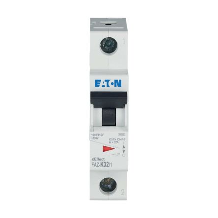 Eaton xEffect FAZ MCB, 1P, 32A Curve K, 230V AC, 48V DC, 10 kA Breaking Capacity [278602 FAZ-K32/1]; 259-711