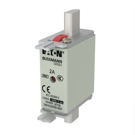 Eaton 2A Tag Fuse, 51 x 79mm, 690V [2NHG000B-690 NH FUSE 2A 690V SIZE-000 GG MGL]; 259-896