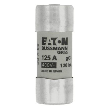 Eaton 125A Cartridge Fuses, 22.2 x 58mm [C22G125S CYL FUSE >STR >22 x 58 125A GG 400V AC]; 261-446