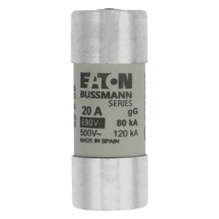 Eaton 20A Cartridge Fuse, 22.2 x 58mm [C22G20S]; 261-447