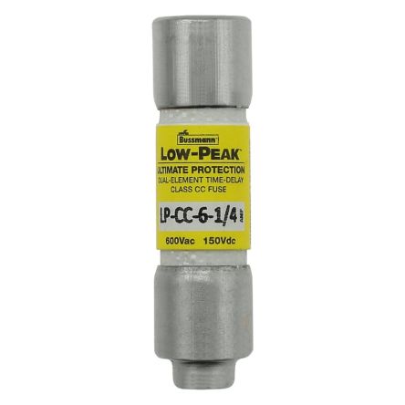 Eaton 6.25A T Melamine Cartridge Fuse, 1.5 x 0.41in [LP-CC-6-1/4]; 261-655