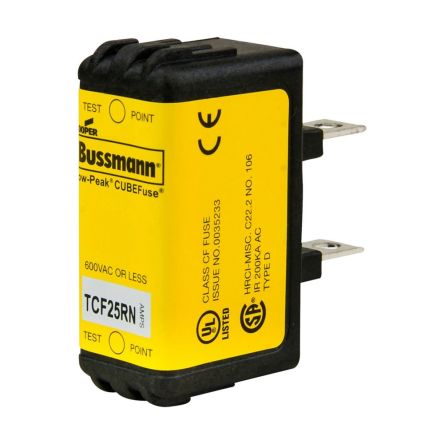 Eaton 25A NH Fuse, 1 x 0.75 x 1.88in, 600V ac [TCF25RN]; 263-130