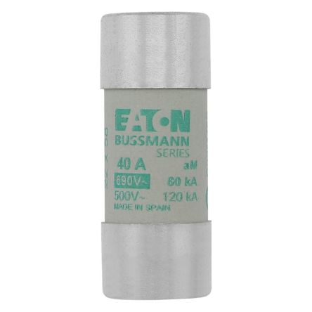 Eaton 40A Cartridge Fuses, 22.2 x 58mm [C22M40S]; 263-142