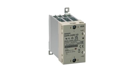 Omron G3PA Series Solid State Relay, 40 A Load, DIN Rail Mount, 264 V ac/dc Load, 19.2 V ac/dc Control [G3PA-240B-VD AC24]; 265-996