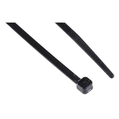 RS PRO Cable Ties, 100. 200mm x 2.5, 3.2 mm, Black Nylon, Pk-50 [0]; 267-989