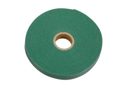 RS PRO Hook & Loop Tape, Reuseable, 10m x 20 mm, Green Nylon, Pk-1 [0]; 268-005