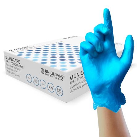 Unigloves Unicare Blue TPE Blue TPE Food Industry Gloves, Size 10, XL [GS0235]; 268-093