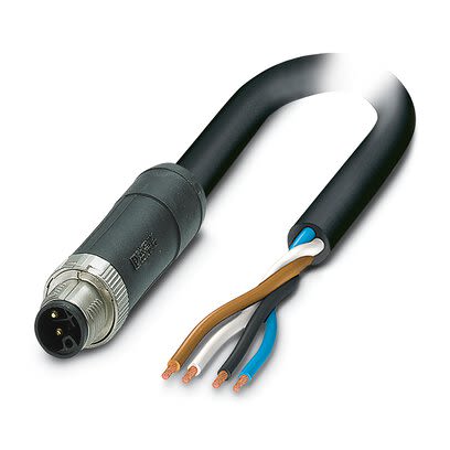 Phoenix Contact 14250 Shielded 2.5 mm² 4 Core Power Cable, Black, Grey Polyvinyl Chloride PVC, 3m [1425086]; 268-249