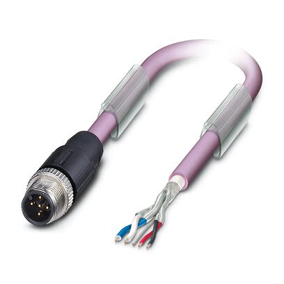 Phoenix Contact SAC Bus Cable, 2 Cores, 0.25 mm², Bus, 15m, Red lilac Polyurethane PUR Sheath, 24 AWG [1507450]; 268-255