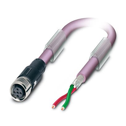 Phoenix Contact SAC Bus Cable, 2 Cores, 0.25 mm², Bus, 2m, Red lilac Polyurethane PUR Sheath, 24 AWG [1518067]; 268-263