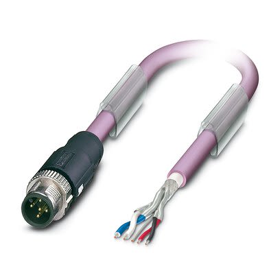 Phoenix Contact SAC Bus Cable, 2 Cores, 0.25 mm², Bus, 5m, Red lilac Polyurethane PUR Sheath, 24 AWG [1518180]; 268-267