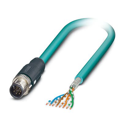 Phoenix ContactNBC, 1m Cat5, Green M12 to Male M12, SF/UTP Shielded, Terminated Polyurethane Sheath [1407404]; 268-374