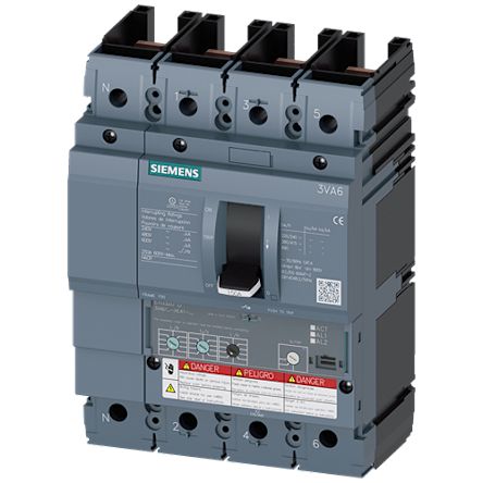 Siemens, SENTRON MCCB Molded Case Circuit Breaker 4P 150A, Breaking Capacity 35 kA, Fixed Mount [3VA6115-5HL41-0AA0]; 268-525