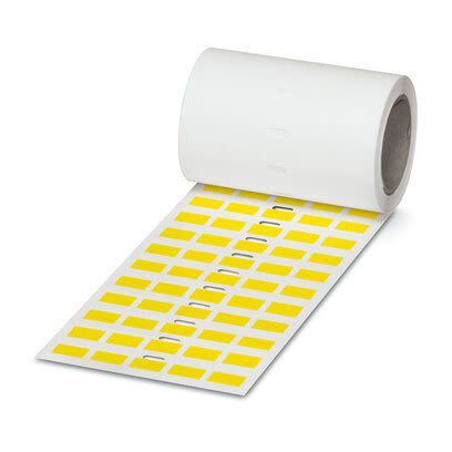 Phoenix Contact 08002 Yellow Yellow Print Label Roll, 15mm Width, 9mm Height, 2500Per Roll Qty [0800236]; 268-878
