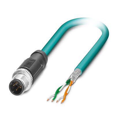 Phoenix ContactNBC, 1m Cat5, Blue M12 to Male Free Ends Shielded, Terminated Polyurethane Sheath [1407356]; 269-074
