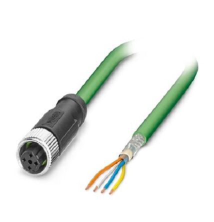 Phoenix ContactNBC, 1m Cat5, Green M12 to Female Free Ends Shielded, Terminated PVC Sheath [1407528]; 269-075