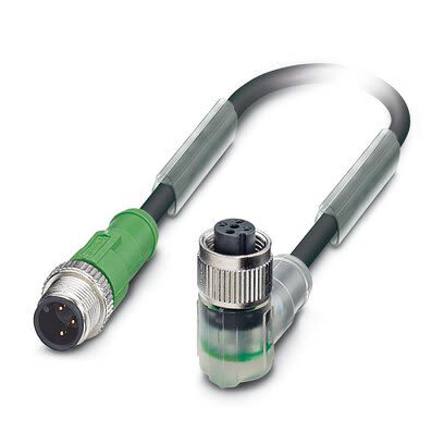 Phoenix Contact Straight Male 3 way M12 to Right Angle Female 3 way M12 Actuator/Sensor Cable, 600mm [1415522]; 269-213