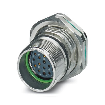Phoenix Contact, 16240 IP67 Metal Rear Mount 19 Position Power Connector Socket, Rated At 10A, 48 V [1624021]; 269-308