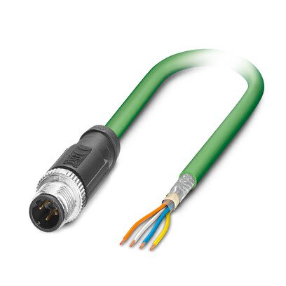 Phoenix ContactNBC, 2m Cat5, Green M12 to Male M12, Shielded Shielded, Terminated Polyurethane Sheath [1038747]; 269-434