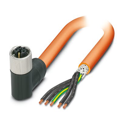 Phoenix Contact 14148 Shielded 2.5 mm² 5 Core Power Cable, Orange Polyurethane PUR, 5m [1414801]; 269-462