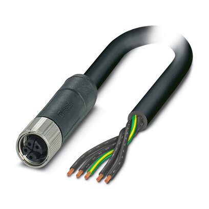 Phoenix Contact 14148 Shielded 2.5 mm² 5 Core Power Cable, Black, Grey Polyurethane PUR, 5m [1414804]; 269-463