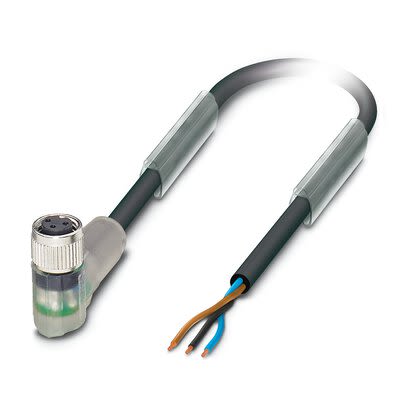 Phoenix Contact Straight 3 way Free Ends to Right Angle Female 3 way M8 Sensor Actuator Cable, 10m [1415876]; 269-488