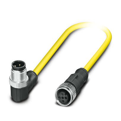 Phoenix Contact Right Angle Male 3 way M12 to Straight Female 3 way M12 Actuator/Sensor Cable, 1.5m [1424917]; 270-193