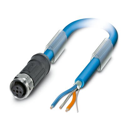 Phoenix Contact SAC Bus Cable, 3 Cores, 1 x 0.5 mm², 2 x 0.75 mm², Bus, Screened, 2m, Blue PVC Sheath, 18 AWG [1419082]; 270-311