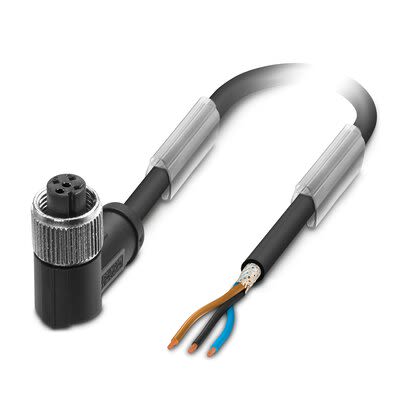 Phoenix Contact Straight 3 way Free Ends to Right Angle Female 3 way M12 Sensor Actuator Cable, 5m [1682838]; 270-629