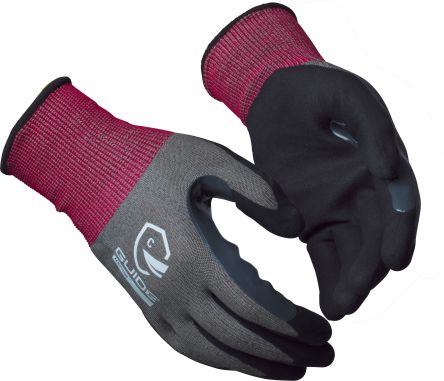 GUIDE GLOVES GUIDE 6604 Black, Dark Grey, Red Elastane, HXFiBr, Nitrile, Nylon, Steel Fibres Mechanical Protection Work [GUIDE 6604 T7]; 276-302