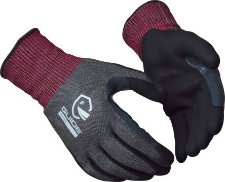 GUIDE GLOVES GUIDE 6605 Black, Dark Grey, Red Elastane, HXFiBr, Nitrile, Nylon, Steel Fibres Mechanical Protection Work [GUIDE 6605 T9]; 276-313
