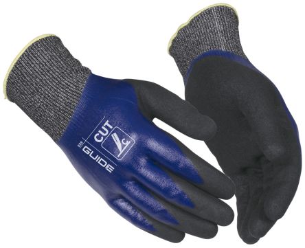 GUIDE GLOVES GUIDE 329 Black, Blue Basalt Fibre, HPPE, Nitrile, Nylon Mechanical Protection Work Gloves, Size 11, [GUIDE 329 11]; 276-332