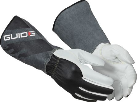 GUIDE GLOVES GUIDE 1230 Grey, White Leather Heat Resistant Work Gloves, Size 12 [GUIDE 1230 T12]; 276-394