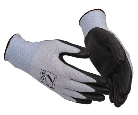 GUIDE GLOVES GUIDE 308 Black, Blue Glass Fibre, HPPE, Nylon, Polyurethane Mechanical Protection Work Gloves, Size 7, [GUIDE 308 T7]; 276-438