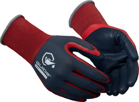 GUIDE GLOVES GUIDE 9502 Black, Dark Grey, Red Elastane, Nitrile, Nylon Mechanical Protection Work Gloves, Size 10, [GUIDE 9502 T10]; 276-451