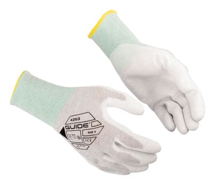 GUIDE GLOVES GUIDE 4203 Light Green, Light Grey, White Carbon Fibres, Elastane, Nylon, Polyurethane Electrical [GUIDE 4203 T8]; 276-510