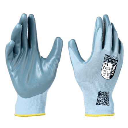 Unigloves Nitrex 250BU Blue Polyester Food Industry Work Gloves, Size 7, Nitrile Coating [250BU-07]; 277-085