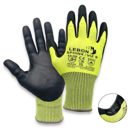 Lebon Protection SPHINX Yellow Polyethylene Cut Resistant Gloves, Size 11, Nitrile Foam Coating [SPHINX/VIZ/11]; 277-157